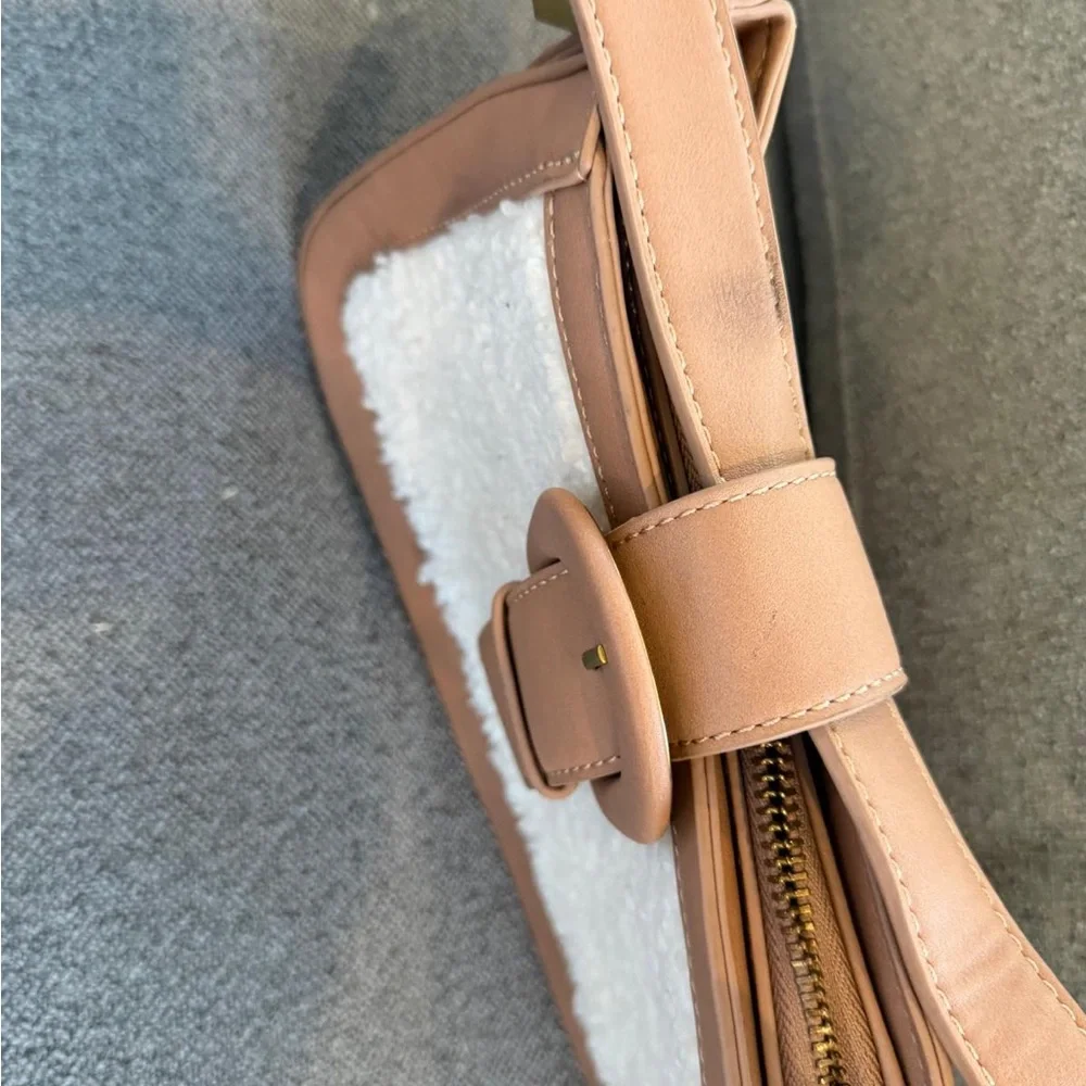 Shearling Accent Brown Crossbody Shoulder Bag - Unbranded - Picture 3 of 16